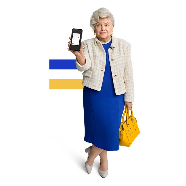 older woman holding mobile