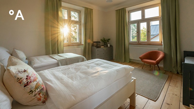 bedroom with sunshine through window